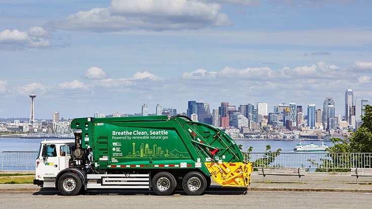 Waste Management to launch new green fleet of garbage trucks in Seattle
